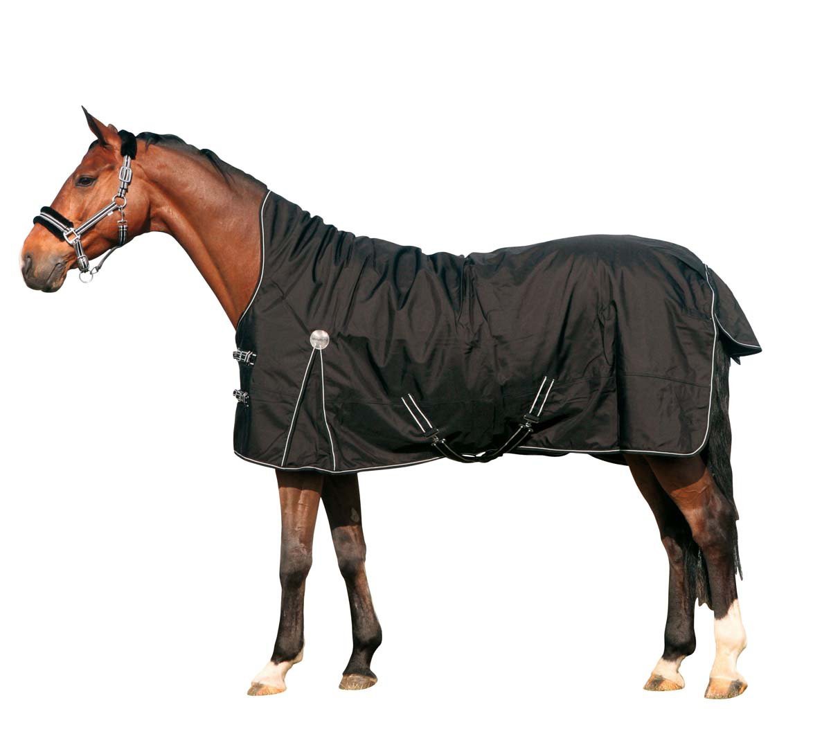 CATAGO Outdoordecke PLUS 135 cm Außendecke für Pferde Decke 300 g schwarz 